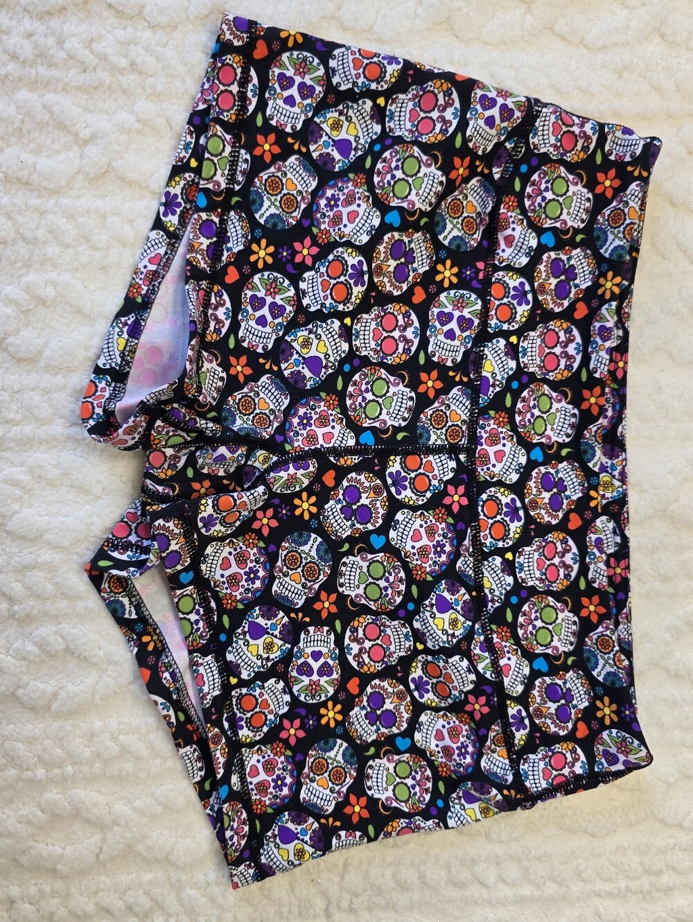 Savage Barbell Sugar Skull Workout Shorts Size Large Black Multicolor